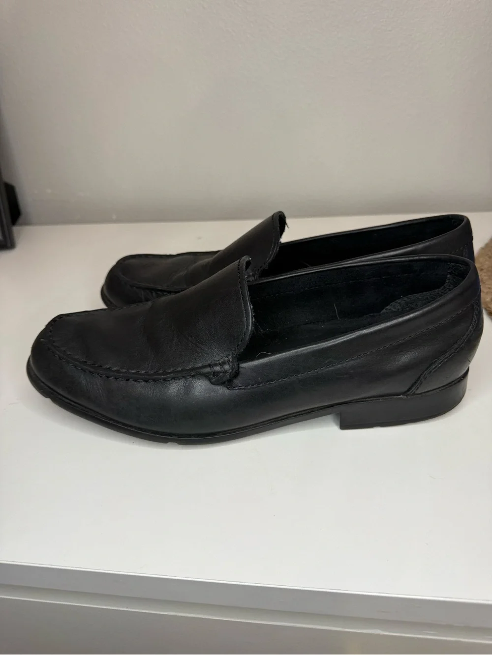 Rockport Walkability Black Leather Loafers Men’s 11 TruTech Comfort Dress Shoes